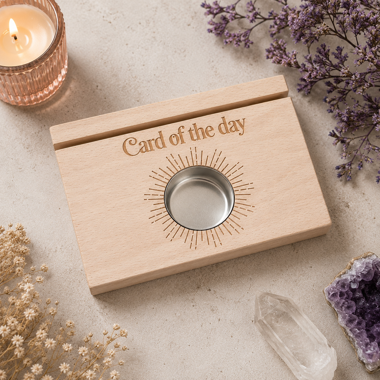 Natural Card of the Day Tarot Card Stand Tealight Holder