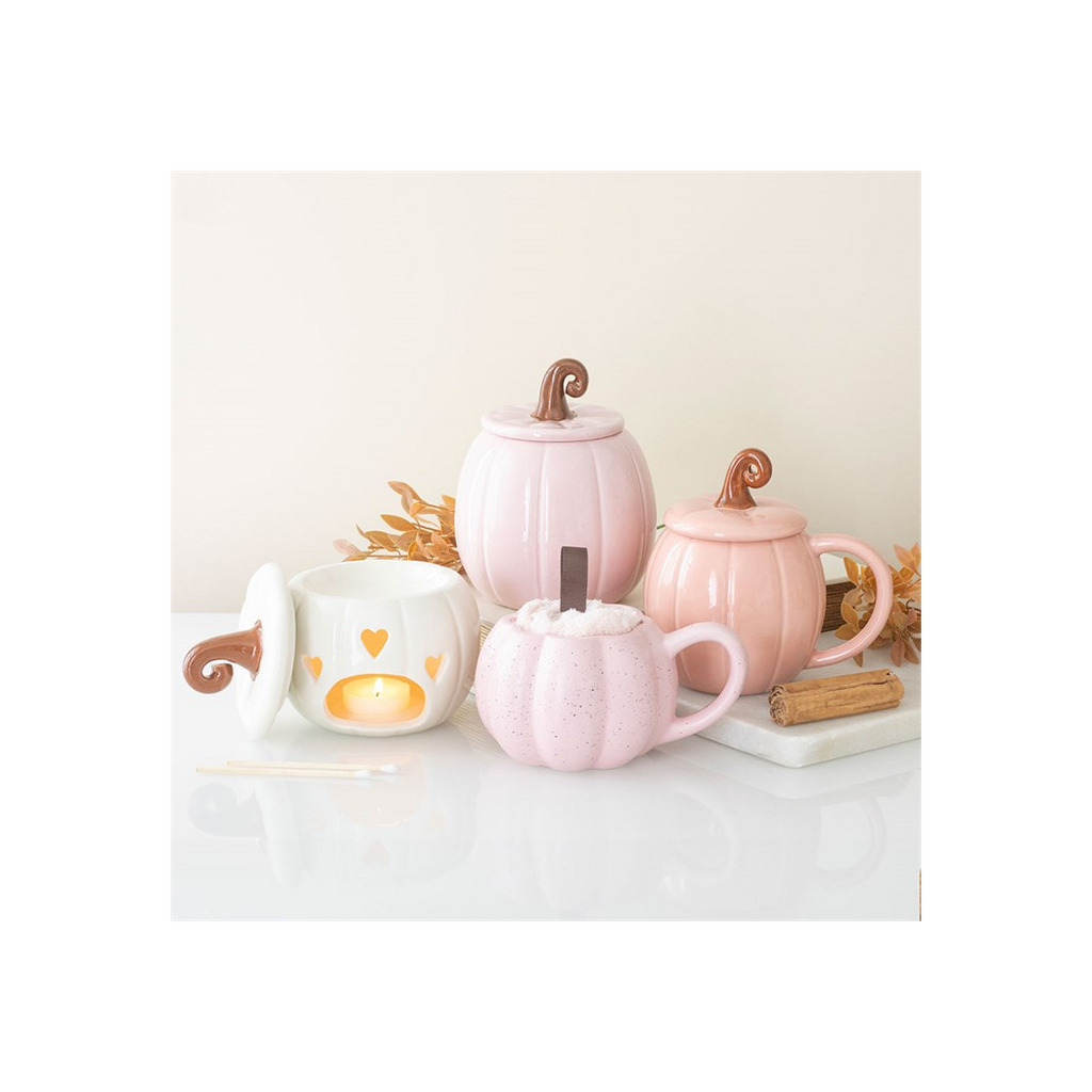 Pink Curly Pumpkin Lidded Mug