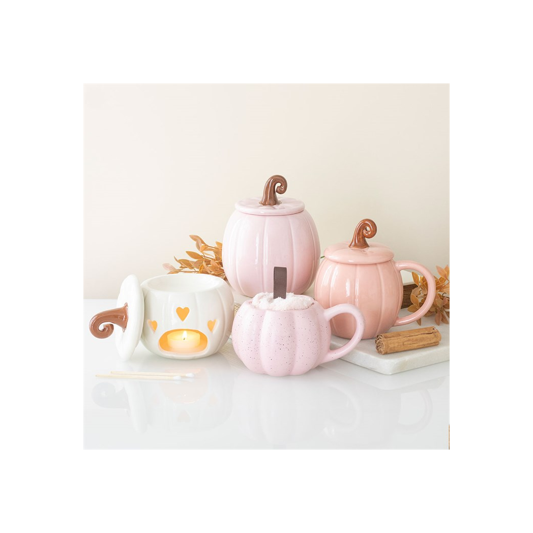 Pink Curly Pumpkin Lidded Mug