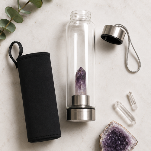 Amethyst Calming Glass Water Bottle