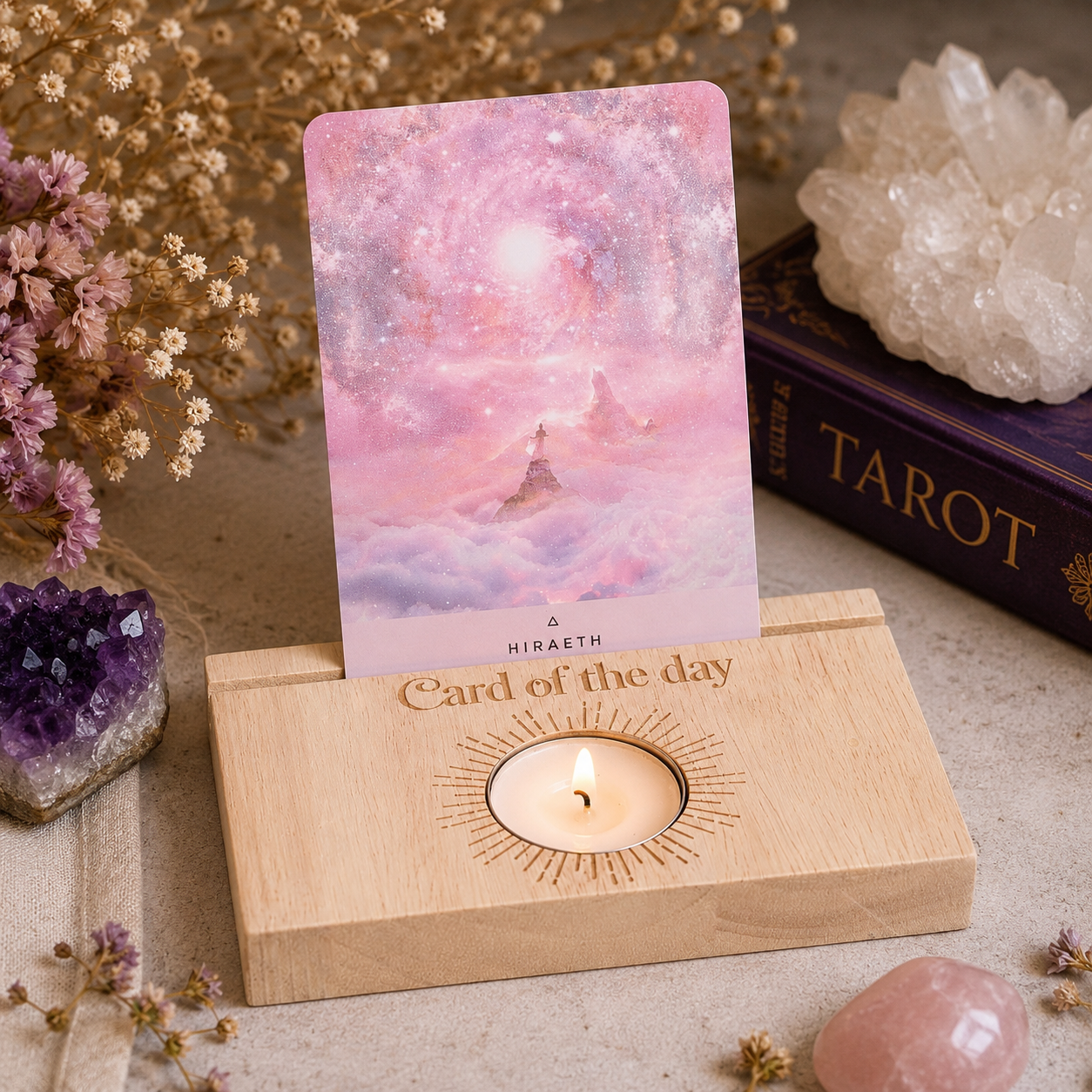 Natural Card of the Day Tarot Card Stand Tealight Holder