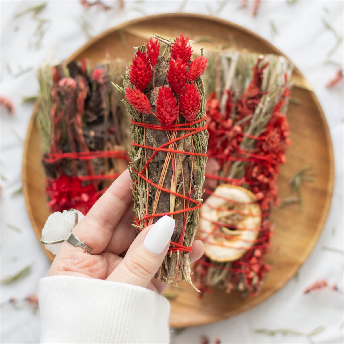 6in Ritual Wand Smudge Stick with Rosemary and Yerba Santa Sage
