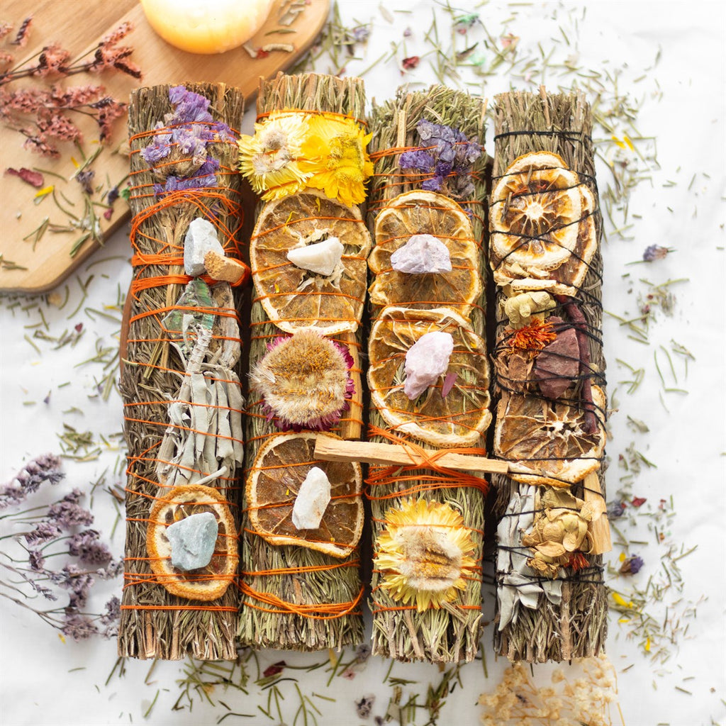 9in Ritual Wand Smudge Stick with Rosemary, Palo Santo and Aventurine