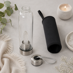 Clear Quartz Energising Glass Water Bottle
