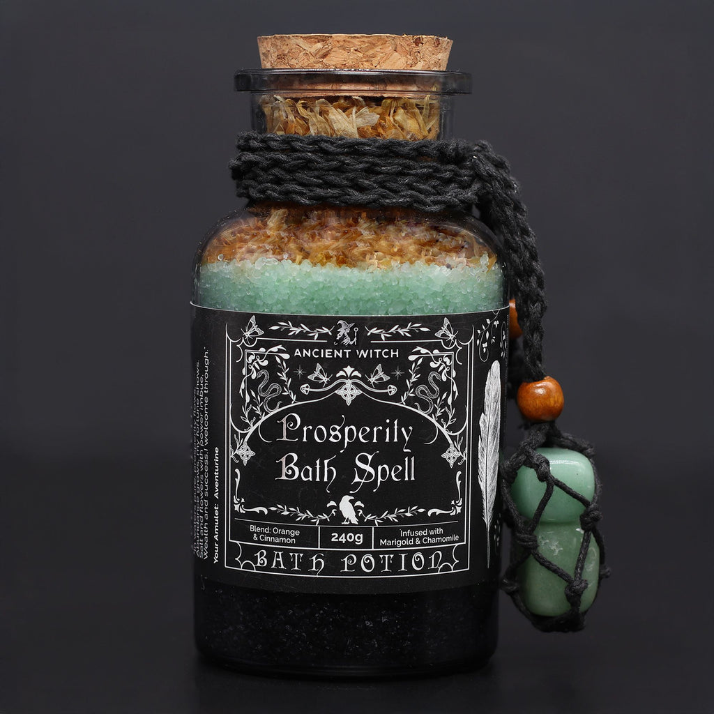 Prosperity Bath Spell Potion & Aventurine Crystal Amulet