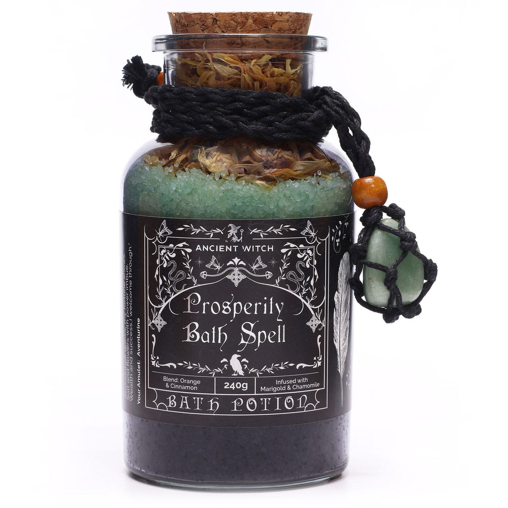 Prosperity Bath Spell Potion & Aventurine Crystal Amulet