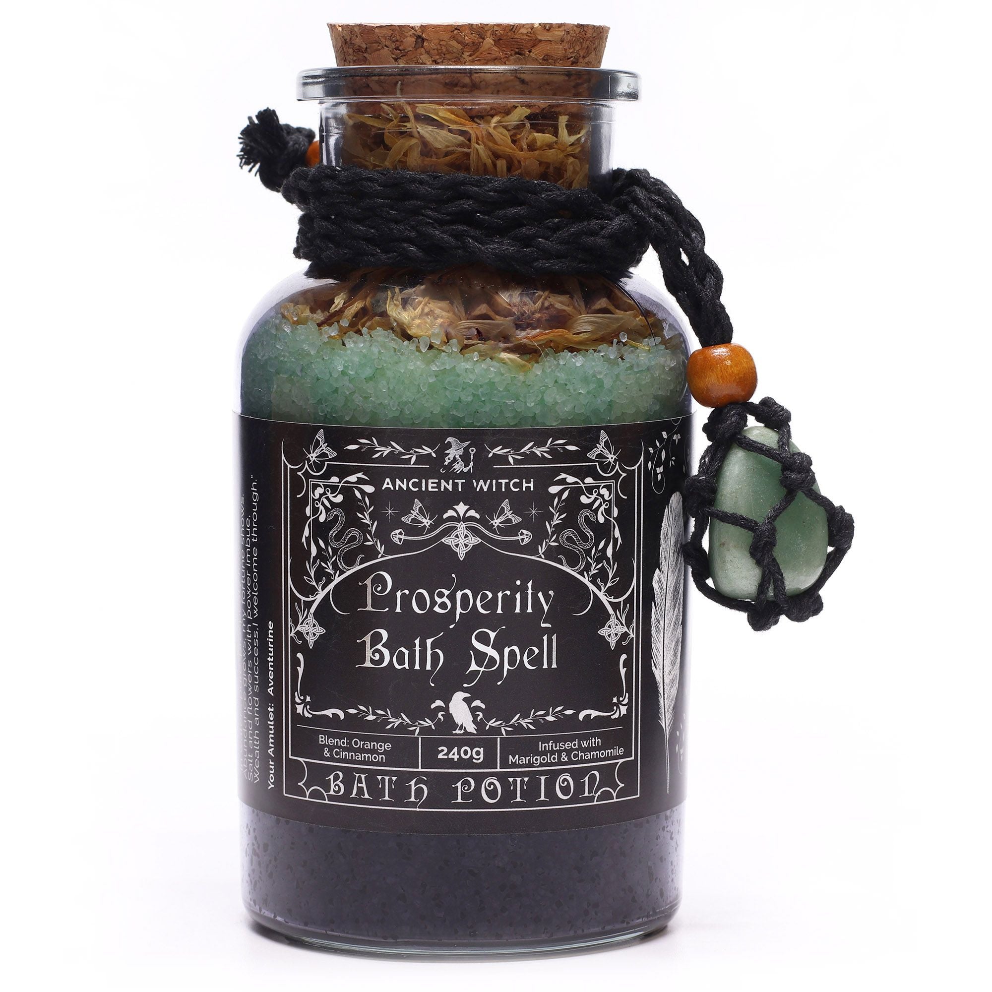 Prosperity Bath Spell Potion & Aventurine Crystal Amulet