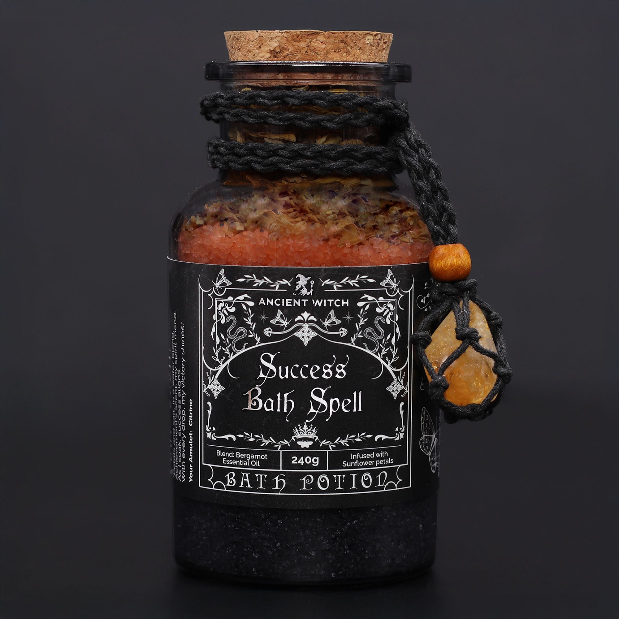Success Bath Spell Potion & Citrine Crystal Amulet