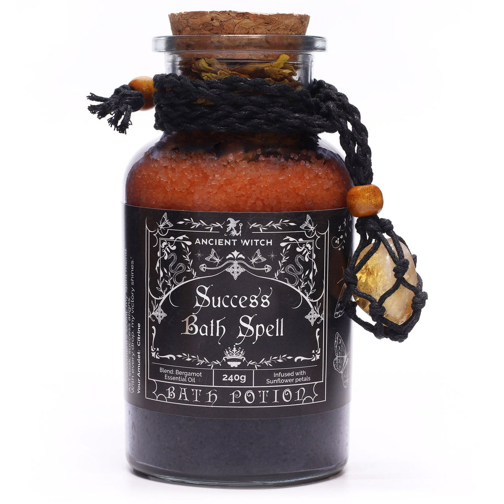 Success Bath Spell Potion & Citrine Crystal Amulet