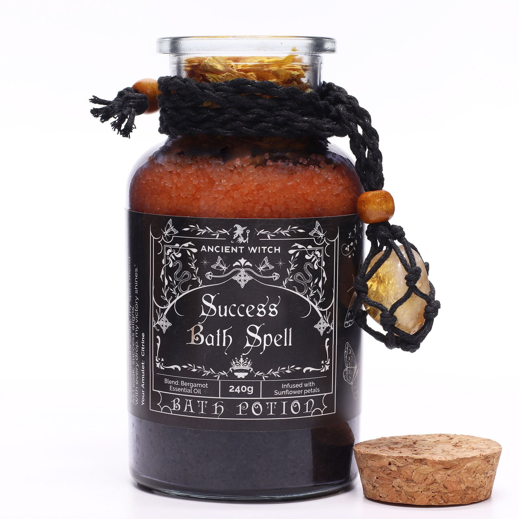 Success Bath Spell Potion & Citrine Crystal Amulet